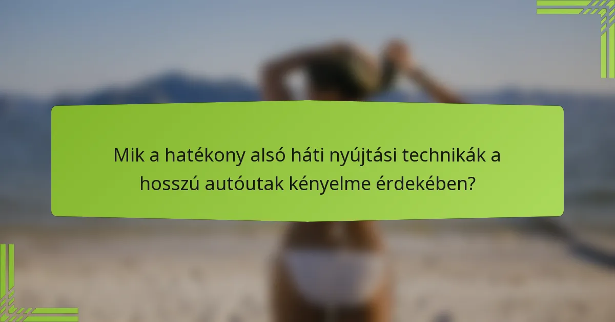 Mik a hatékony alsó háti nyújtási technikák a hosszú autóutak kényelme érdekében?