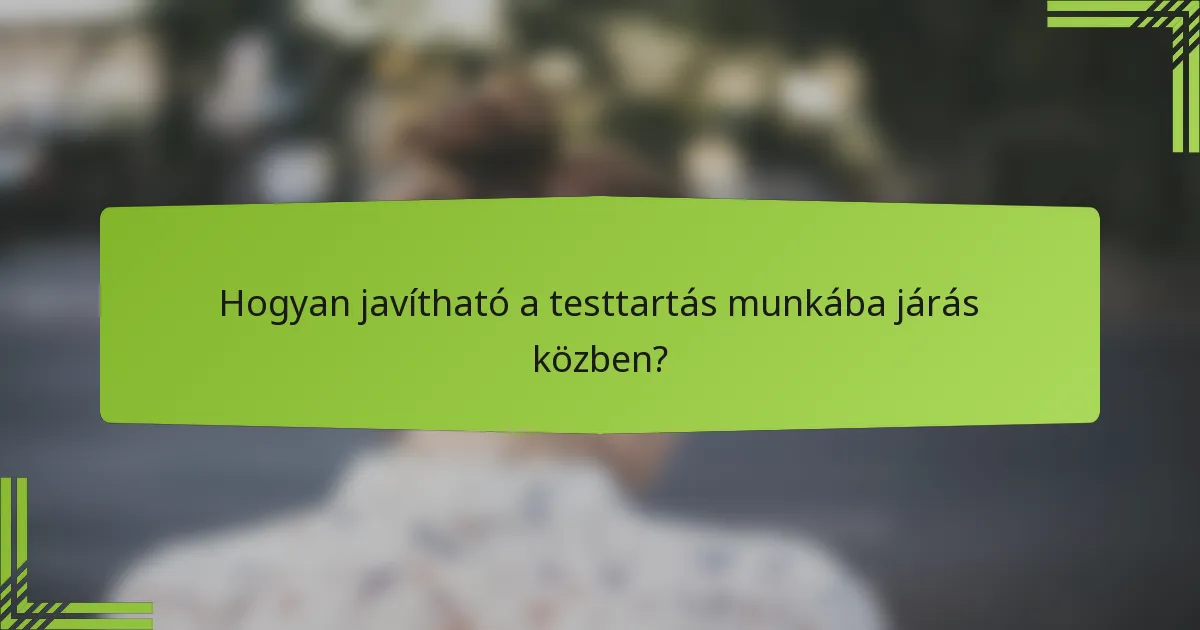 Hogyan javítható a testtartás munkába járás közben?