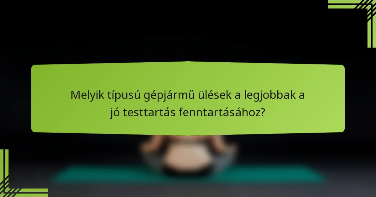 Melyik típusú gépjármű ülések a legjobbak a jó testtartás fenntartásához?