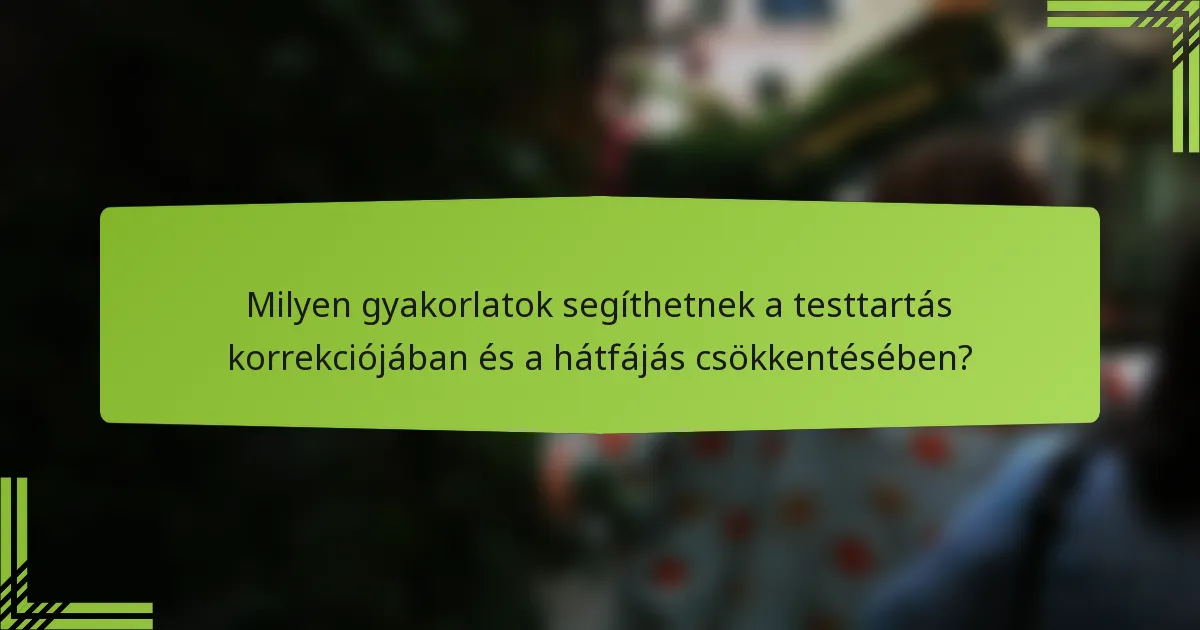Milyen gyakorlatok segíthetnek a testtartás korrekciójában és a hátfájás csökkentésében?